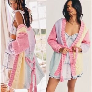 LoveShackFancy Horatio Oversized Cardigan Sweater Tassel Long Womens XS Rare